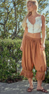 Boho Lace Trim Summer Linen Pants in BROWN - Women's Pants | Urban Daizy