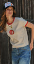Pumpkin Embroidered Crew Neck Knit Tee in IVORY - Women's Sweaters | Urban Daizy