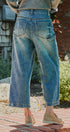 Vintage Wash Cropped Wide-Leg Jeans in DENIM - Women's Casual Pants | Urban Daizy