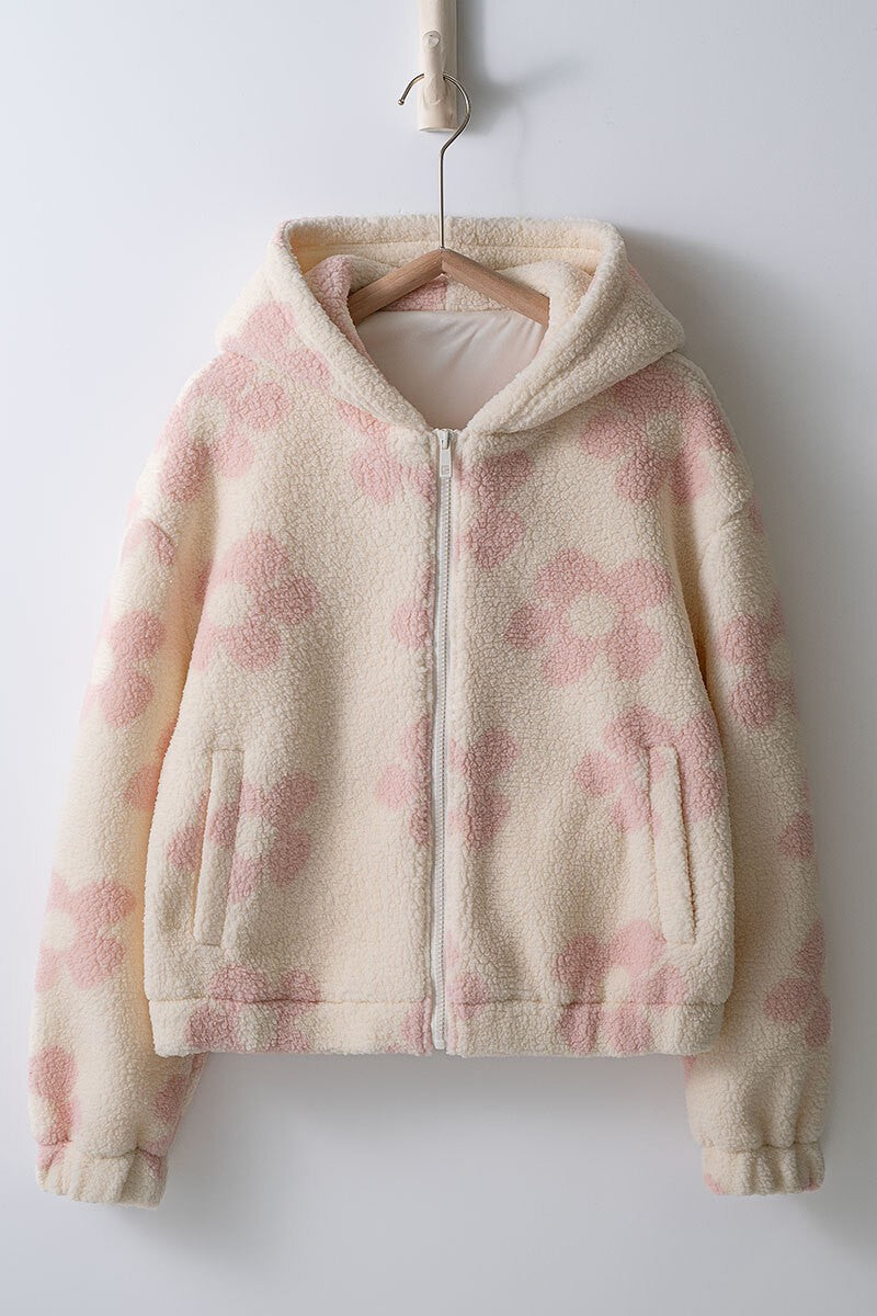 All Floral Fleece Zip Up Jacket