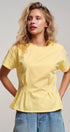 Urban Daizy Pleated Waist Cotton Spandex Everyday Tee Butter-Yellow T-Shirt - Women's (UDTP1324-Butter-Yellow) – alternate view 11