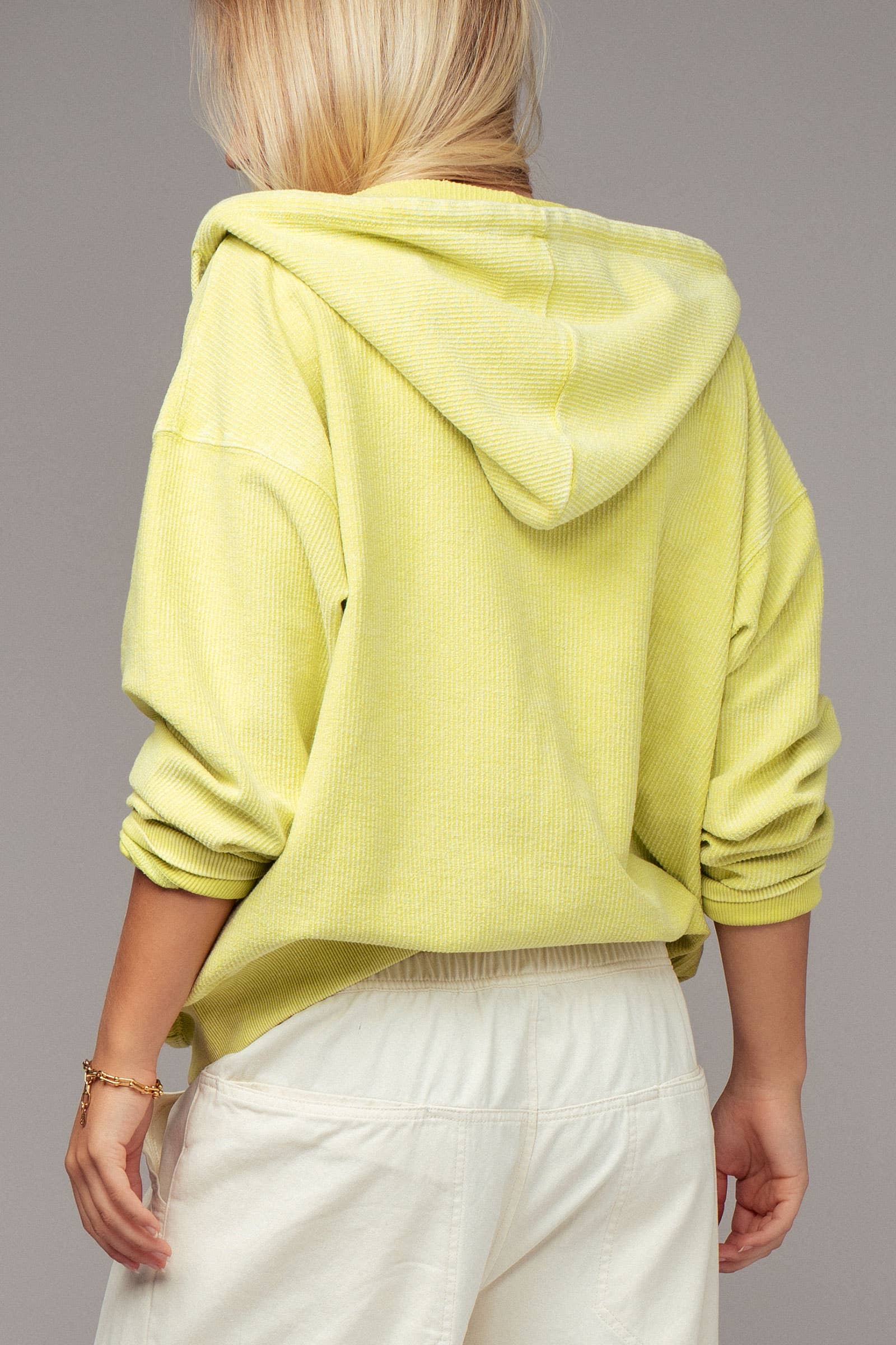 Urban Daizy Oversized Ribbed Dolman Sleeve Hoodie Cream Hoodie - Women's (UDZ-KN-00313) – alternate view 28