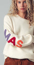Urban Daizy Rainbow Graphic Lettering Oversized Knit Sweater Cream Knit Sweater - Women's (UDZ-TP-00814) – alternate view 6