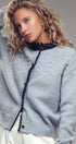 Textured Yoke Contrast Trim Knit Cardigan | wholesale cardigan - women's | Urban Daizy