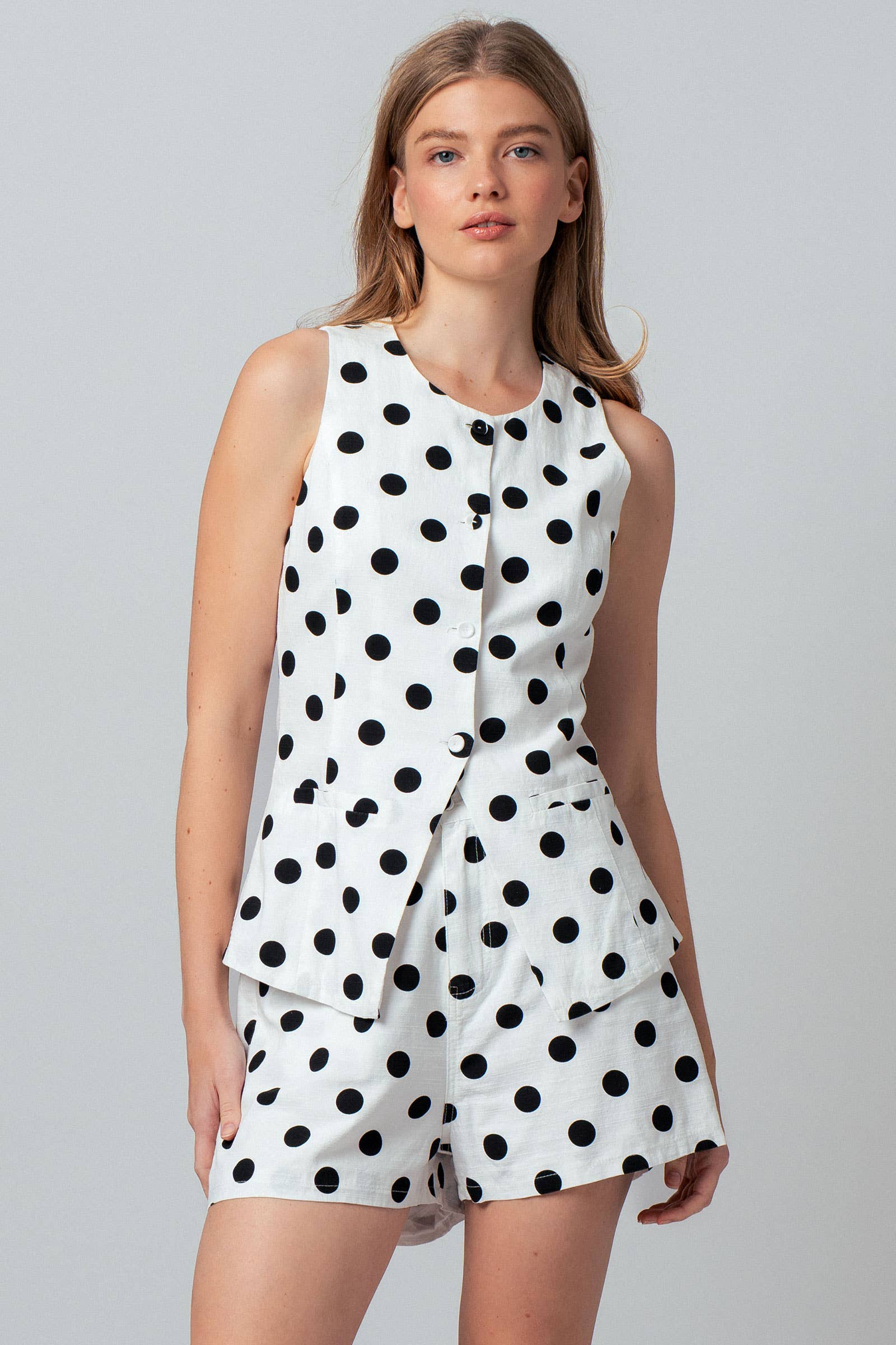 Polka Dot Cotton Linen Matching Set