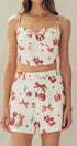 Urban Daizy Cherry & Bow Print Cotton Two-Piece Set Ivory-Multi Top & Short Set (NOT Loungewear) - Women's (UDZ-AC-00237) – alternate view 2