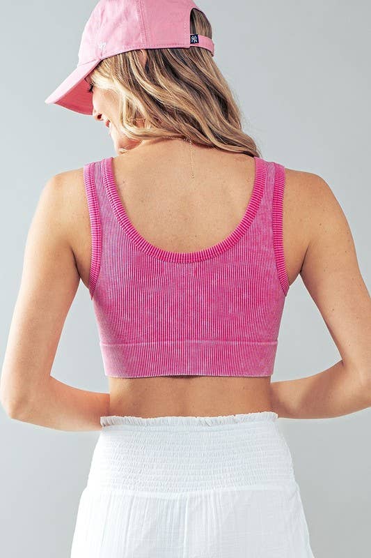 Urban Daizy Mineral Wash Ribbed Scoop Neck Crop Tank Top Black Tank Top - Women's (UDZ-TP-00275) – alternate view 18