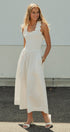 Soft Ruffle Bodice Midi Dress in WHITE - Women's Dresses | Urban Daizy