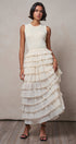 Tiered Ruffle Maxi Dress with Contrast Trim in IVORY - Women's Cocktail Dresses | Urban Daizy