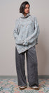 Chunky Knit Mock Neck Oversized Poncho Sweater in BLUE - Women's Sweaters | Urban Daizy
