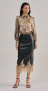 Metallic Shimmer Button Down Blouse with Puff Sleeves in GOLD - Women's Shirts & Blouses | Urban Daizy