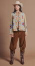 Embroidered Corduroy Jacket with Folk Floral Scroll in KHAKI - Women's Jackets & Blazers | Urban Daizy