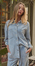 Urban Daizy Oversized Acid Wash Cotton Button Down Shirt Lt-Blue Button Down Shirt - Women's (TNTP4021-Lt-Blue)