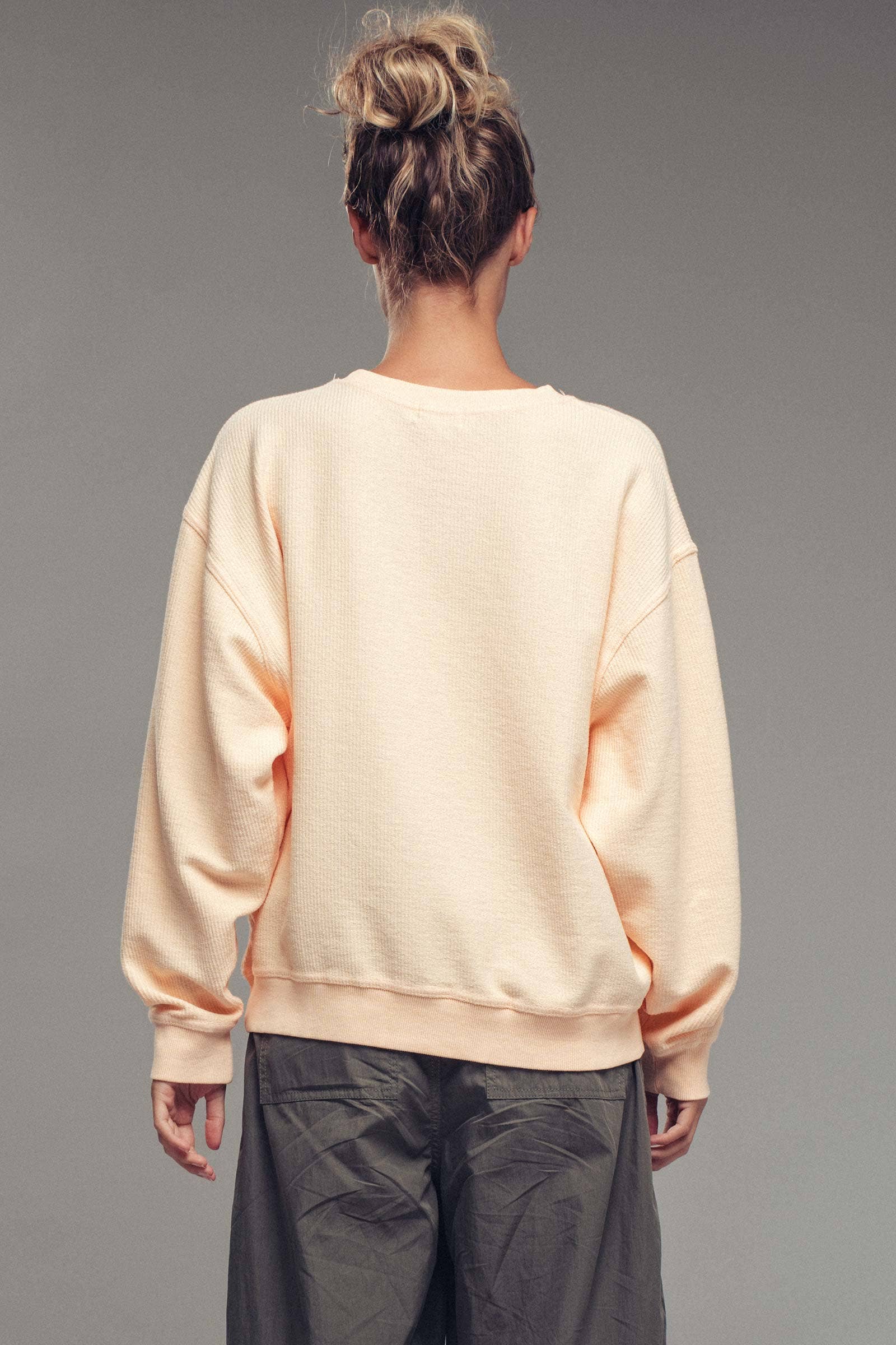 Urban Daizy Oversized Vintage Wash Ribbed Cotton Sweater Charcoal Sweatshirt - Women's (UDZ-KN-00544) – alternate view 6