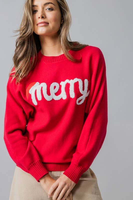Urban Daizy Merry Embroidered Crewneck Sweater Ivory Knit Sweater - Women's (UDZ-KN-00488) – alternate view 17