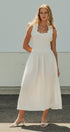 Soft Ruffle Bodice Midi Dress in WHITE - Women's Dresses | Urban Daizy