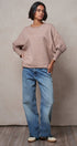 Dolman Sleeve Knit Top Boat Neck Boho Slouchy Sweater in MOCHA - Women's Sweaters | Urban Daizy
