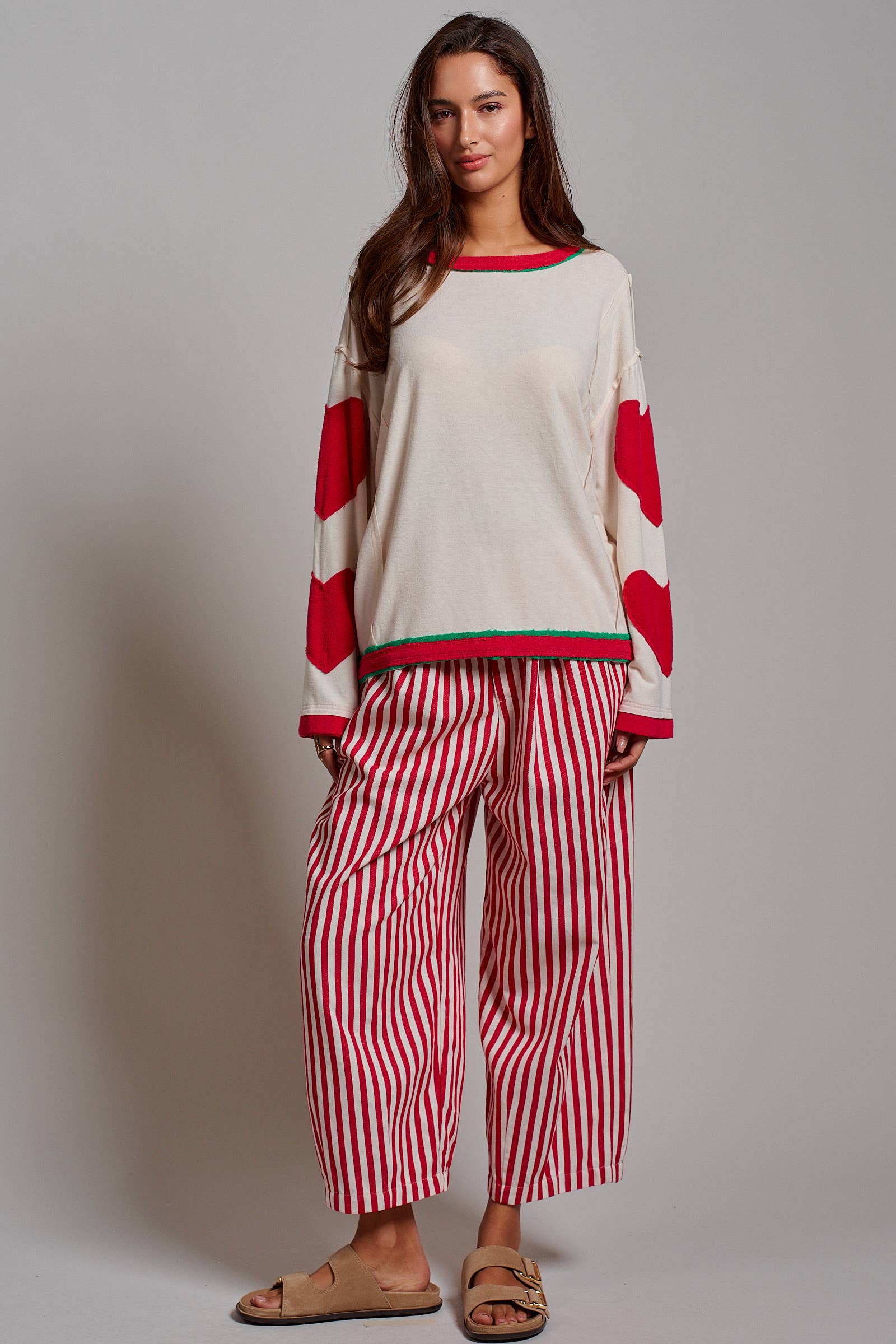 Striped Pleated Wide Leg Culotte Pants