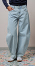 Light Wash Curved Barrel Leg Wide Jeans in LT BLUE - Women's Casual Pants | Urban Daizy