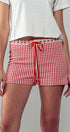 Urban Daizy Gingham Scallop Trim Shorts Brown Shorts - Women's (UDZ-PT-00474) – alternate view 33