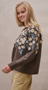 Embossed Floral Knit Sweater in BROWN - Women's Sweaters | Urban Daizy