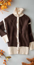Urban Daizy Contrast Trim Collared Sweater Cardigan Brown Cardigan - Women's (UDZ-TP-00814)