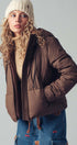 Urban Daizy Cozy Drawstring Hooded Puffer Jacket Black Puffer Jacket - Women's (UDZ-KN-00653) – alternate view 4