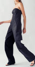 Urban Daizy Strapless Wide Leg Cargo Pocket Artisanal Jumpsuit Moss Jumpsuit - Women's (UDZ-JR-00002) – alternate view 13