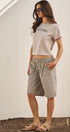 Urban Daizy Classic Check Print Elastic Bermuda Shorts Cream Shorts - Women's (UDPT0174-Cream) – alternate view 12