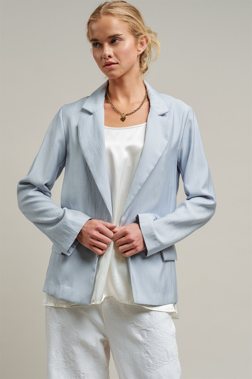 Soft Structure Tailored Blazer in DEW BLUE - Women's Jackets & Outerwear | Urban Daizy