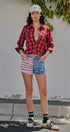All American Girl Cutoff Denim Shorts in LT DENIM - Women's Casual Shorts | Urban Daizy