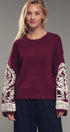 Urban Daizy Embroidered Sleeve Ivory Knit Sweater Ivory-Black Knit Sweater - Women's (UDZ-KN-00654) – alternate view 15