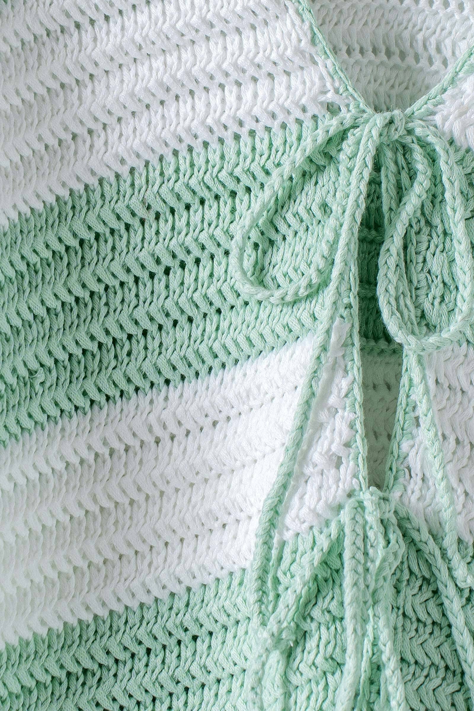 Urban Daizy Striped Crochet Knit Tie-Front Cardigan Top Green Knit Top - Women's (UDZ-TP-01062) – alternate view 5