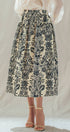 Urban Daizy Botanical Print Cotton Midi Skirt with Pockets Ivory-Black Skirt - Women's (UDSK0102) – alternate view 3
