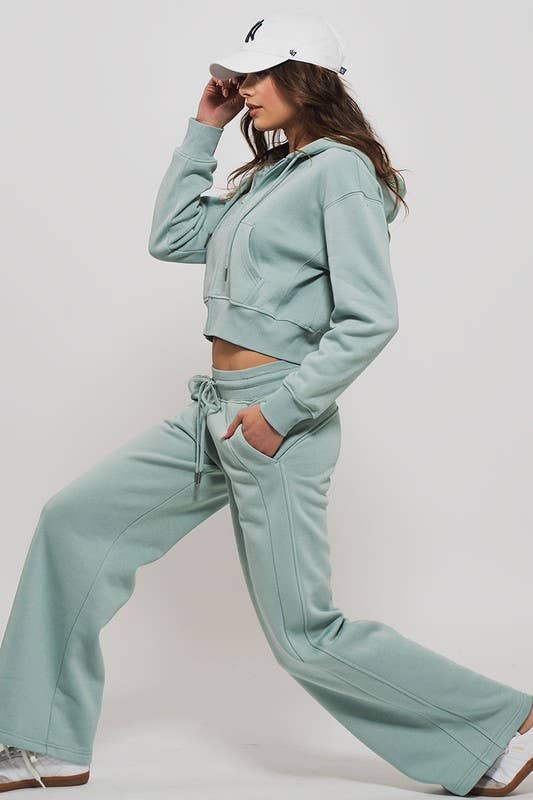 Urban Daizy Cropped Boxy Zip Up Hooded Sweatshirt Black Hoodie - Women's (UDZ-KN-00614) – alternate view 20