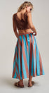 Urban Daizy Retro Chevron Stripe Elastic Waist Maxi Skirt Blue-Brown Skirt - Women's (UDSK0106-Blue-Brown) – alternate view 10