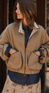 Cropped Zip Bomber Jacket in KHAKI - Women's Jackets & Blazers | Urban Daizy
