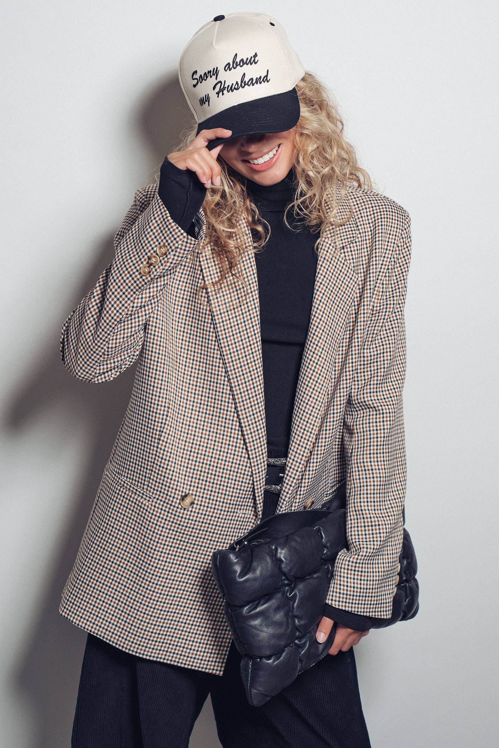 Urban Daizy Two-Tone Embroidered Script Trucker Cap Black Trucker Hat - Women's (UDZ-KN-00653) – alternate view 4