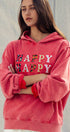 Urban Daizy "HAPPY HAPPY" Vintage Washed Hoodie Red Hoodie - Women's (UDZ-KN-00891) – alternate view 7