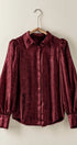 Metallic Shimmer Button Down Blouse with Puff Sleeves in BURGUNDY - Women's Shirts & Blouses | Urban Daizy