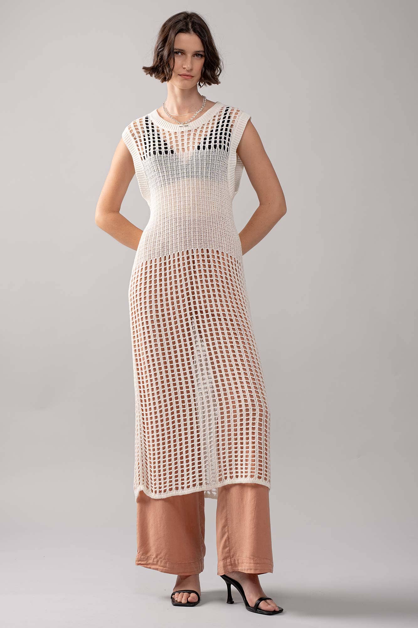 Urban Daizy Crochet Knit Hollow Out Cap Sleeve Maxi Dress Black Dress - Women's (UDZ-DR-00126) – alternate view 17