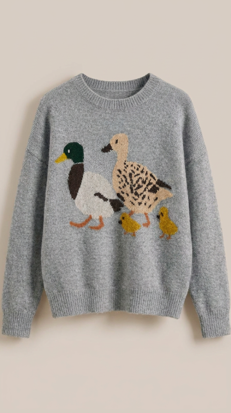 Mallard Duck Intarsia Knit Sweater