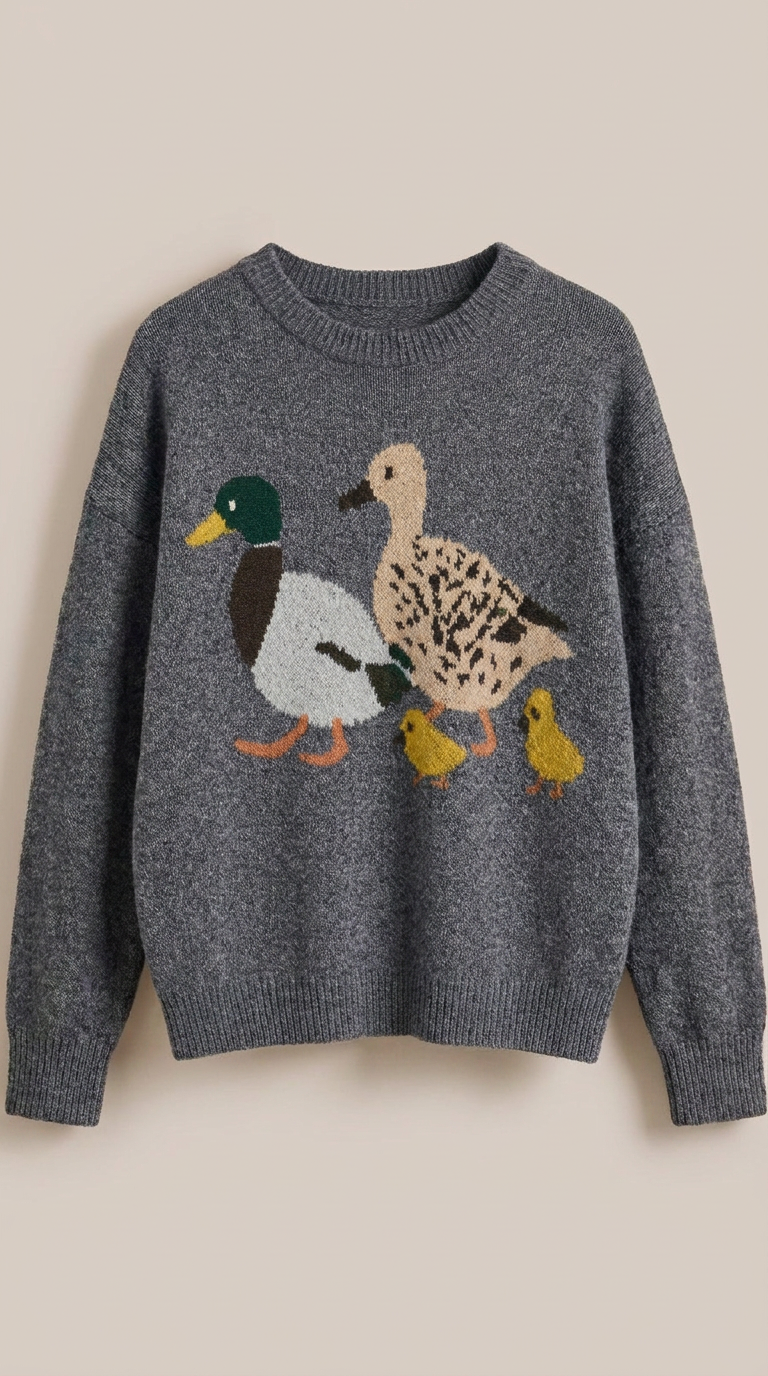 Mallard Duck Intarsia Knit Sweater