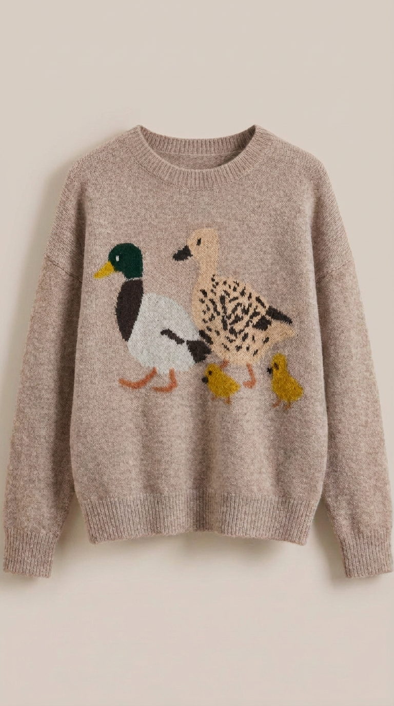 Mallard Duck Intarsia Knit Sweater