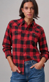 Buffalo Plaid Cropped Flannel Button Down Shirt