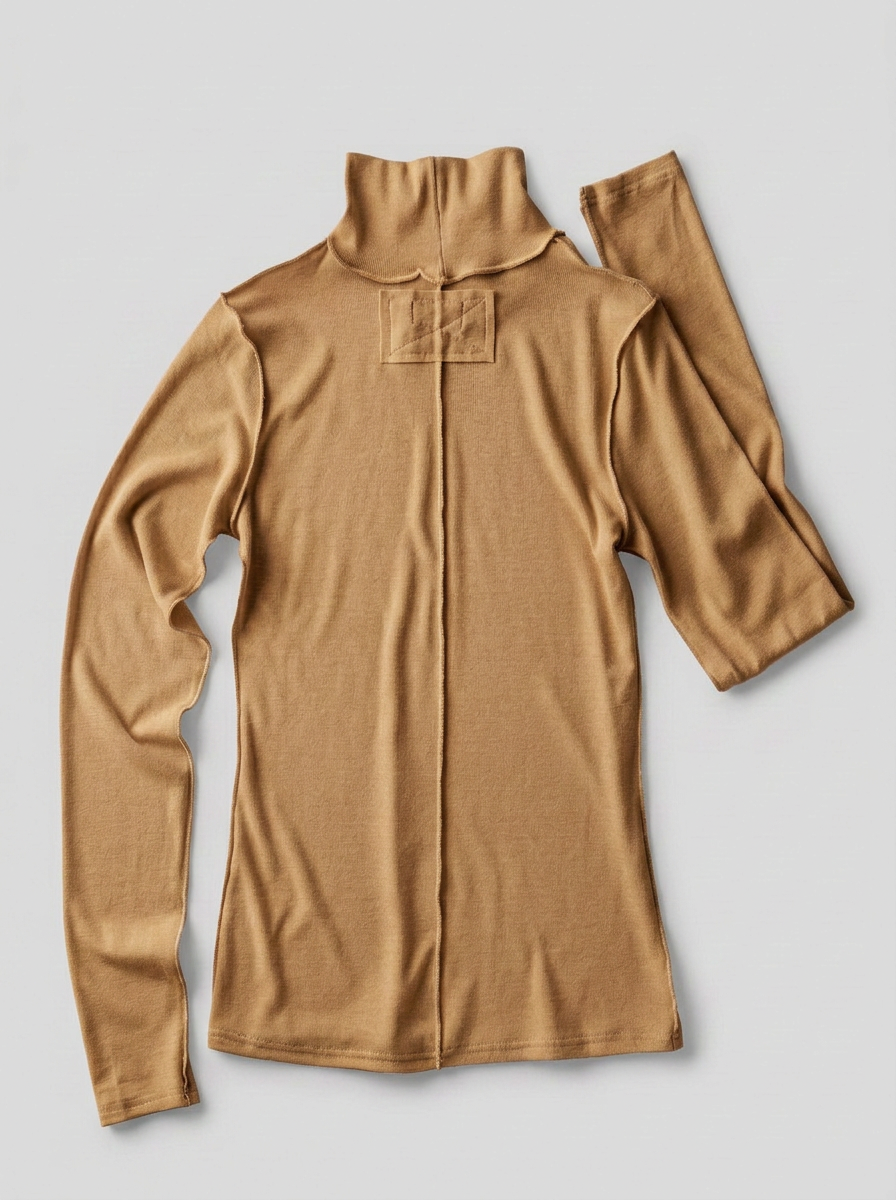 Contrast Seam Turtleneck Knit Top