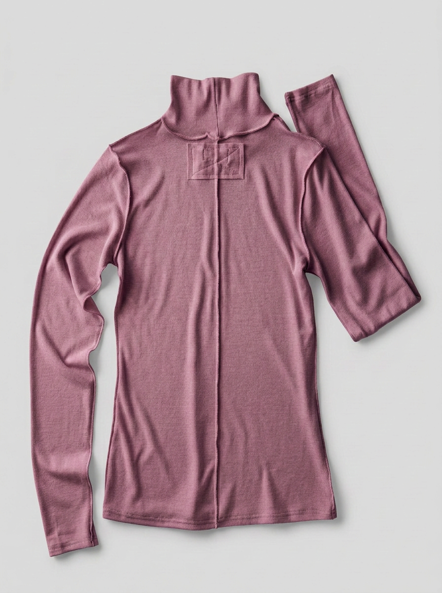 Contrast Seam Turtleneck Knit Top