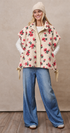Ditsy Floral Sherpa Vest With Bow Hem Detail