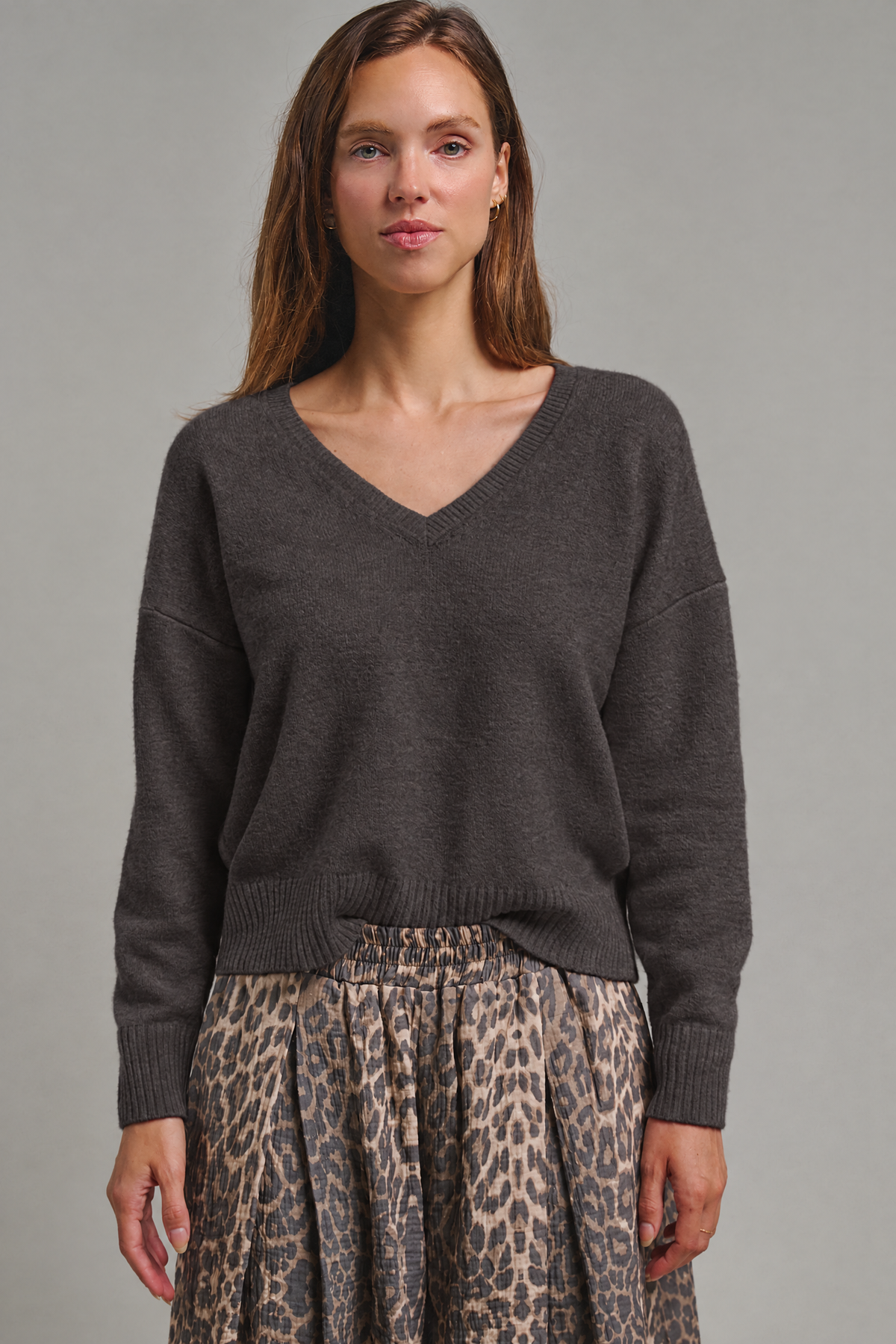 Drop Shoulder Ribbed Knit Sweater