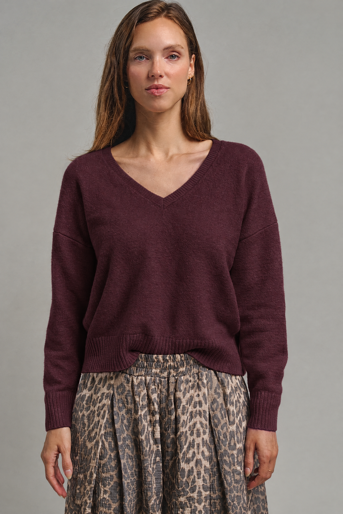 Drop Shoulder Ribbed Knit Sweater